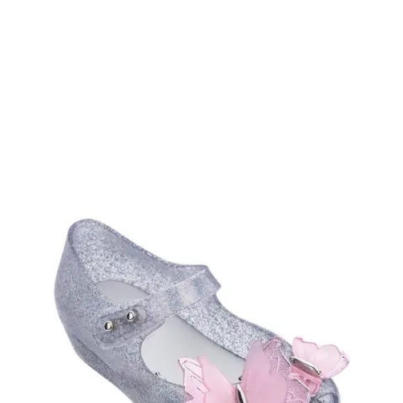 Mini Melissa • Glittery Silver Shoes with Pink Butterflies • 7 - Picture 10 of 10